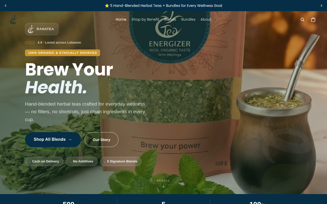 Raha Tea Shopify storefront